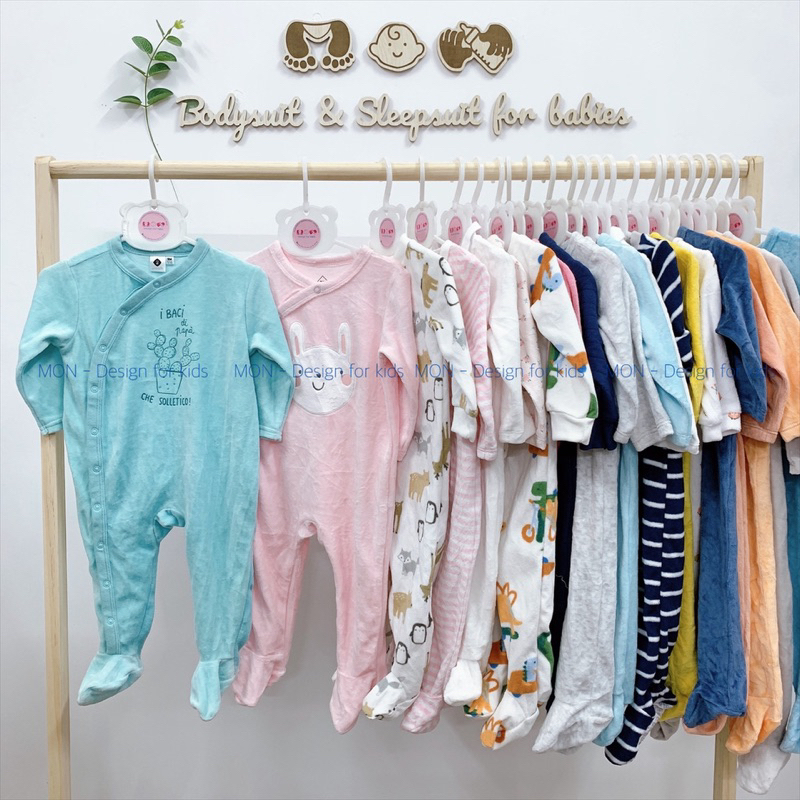 Sleepsuit nỉ, chần bông mẫu mới 2023 hàng xuất dư các hãng cho bé