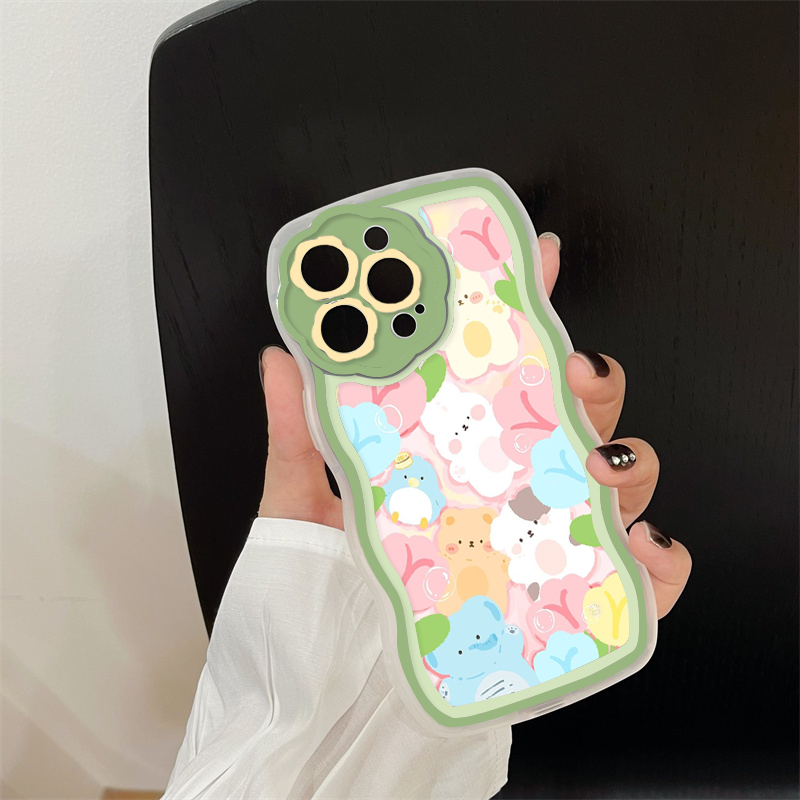 Ốp iphone dẻo vườn thú hoạt hình dễ thương silicon sóng camera hoa iPhone 14 XR 13 11 12 Pro Max 8 7 6Plus Xs Max