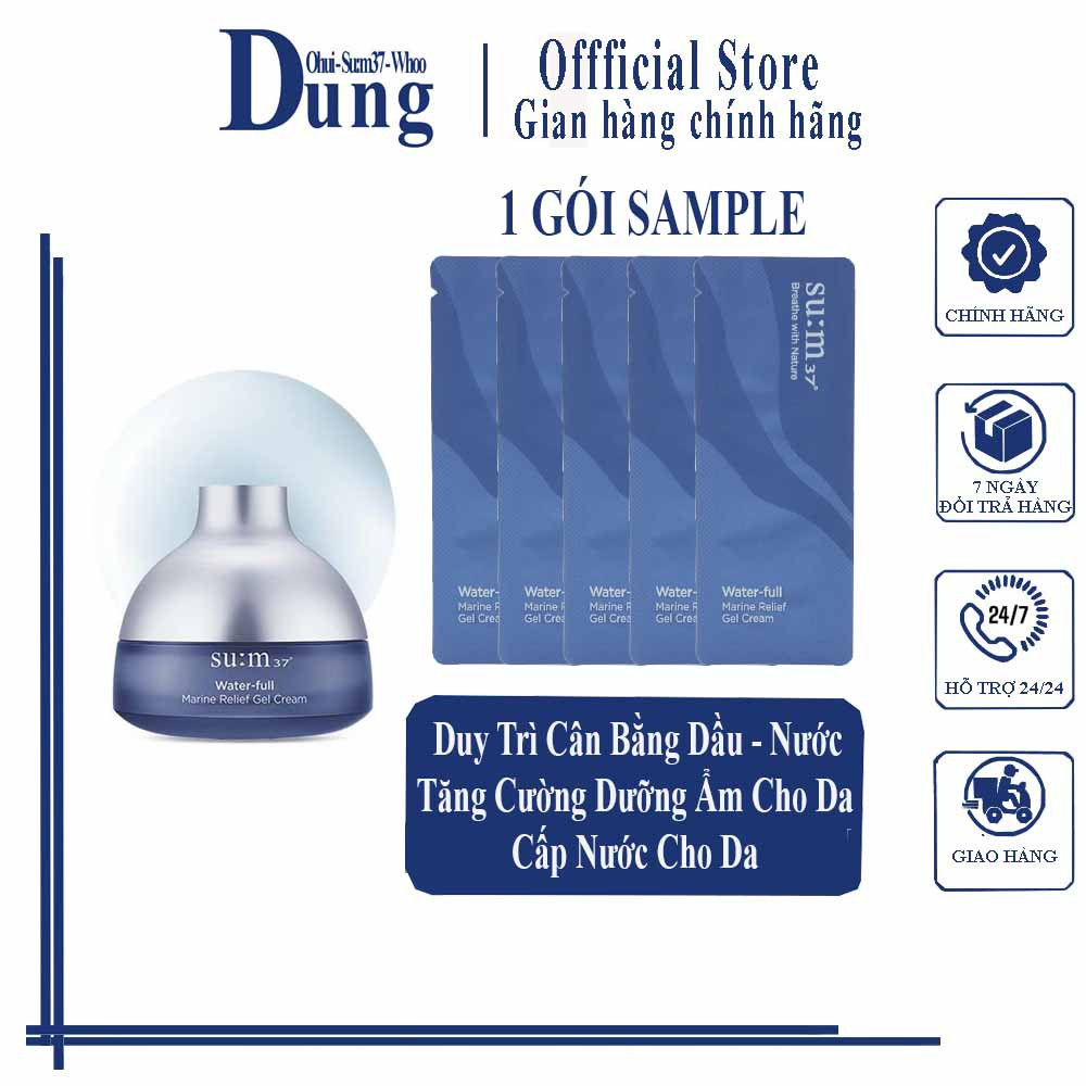 Gói Kem Cấp Nước Su:m37 Water-full Marine Relief Gel Cream 1ml