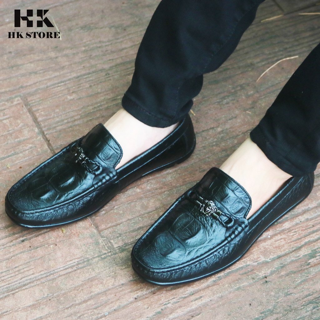 Giày mọi nam da bò dập vân cá sấu thòi trang đẹp mắt , dễ dàng phối đồ , đi lại êm chân mềm mại