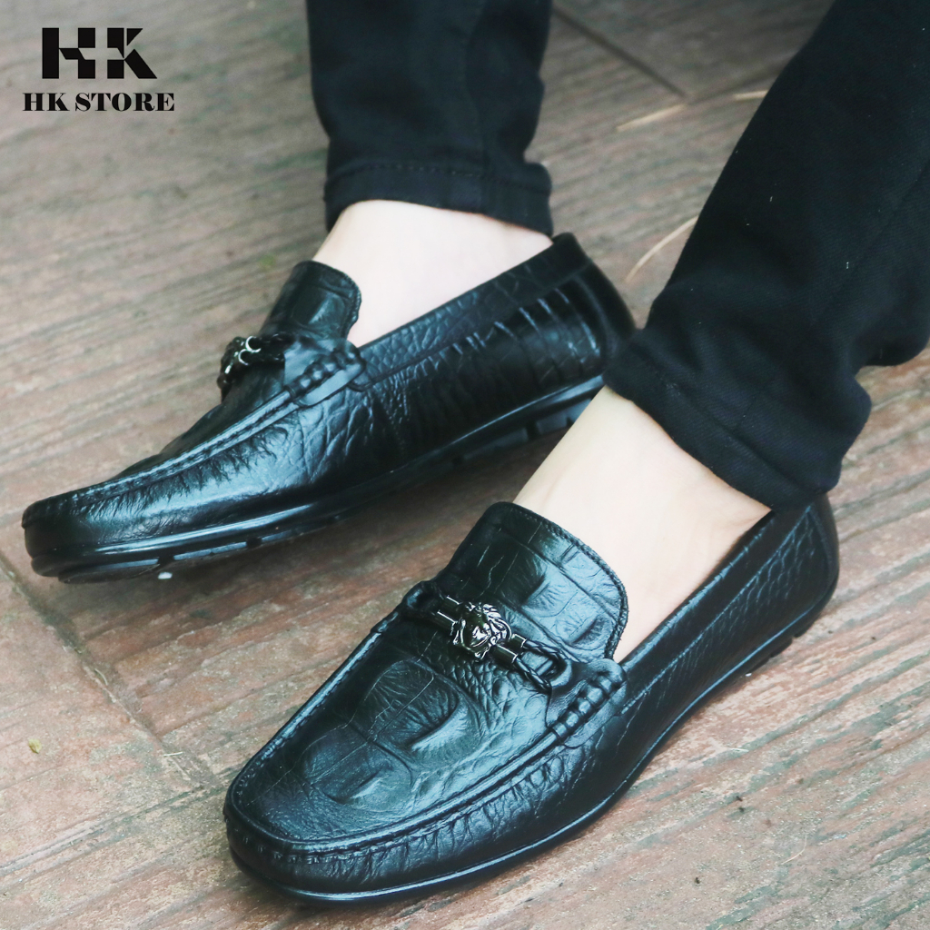 Giày mọi nam da bò dập vân cá sấu thòi trang đẹp mắt , dễ dàng phối đồ , đi lại êm chân mềm mại
