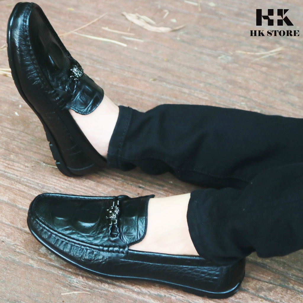 Giày mọi nam da bò dập vân cá sấu thòi trang đẹp mắt , dễ dàng phối đồ , đi lại êm chân mềm mại