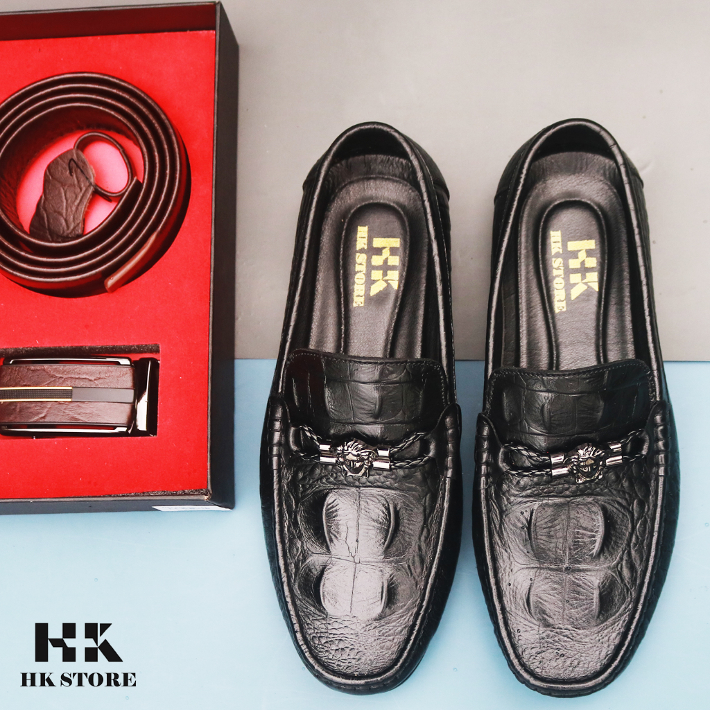Giày mọi nam da bò dập vân cá sấu thòi trang đẹp mắt , dễ dàng phối đồ , đi lại êm chân mềm mại