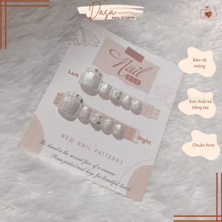  Móng chân giả NGẮN hàn quốc nailbox chân thiết kế màu tráng gương TRẮNG đính charm siêu xinh tặng kèm keo dán móng 