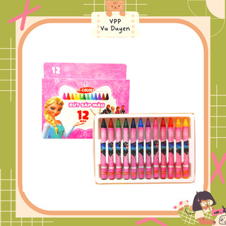 Bút sáp màu Vi-Color Elsa 12 màu tươi sáng