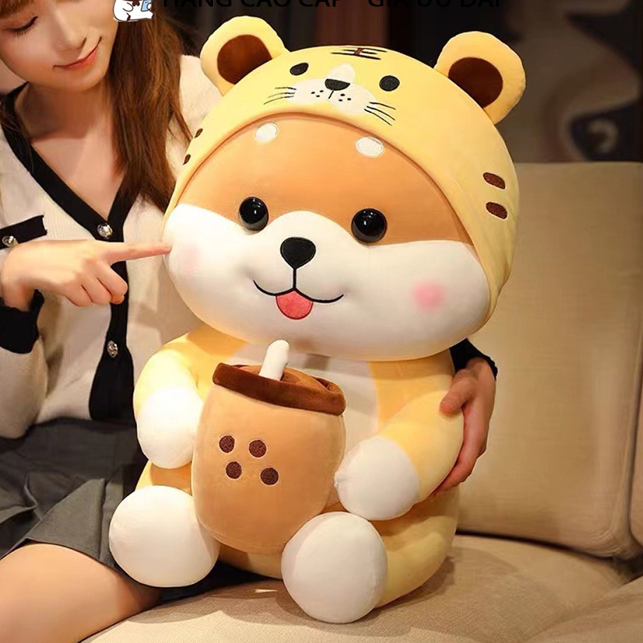Gấu bông chó Shiba ôm trà sữa mềm mại dùng làm quà tặng đủ kích thước EDA'S HOUSE
