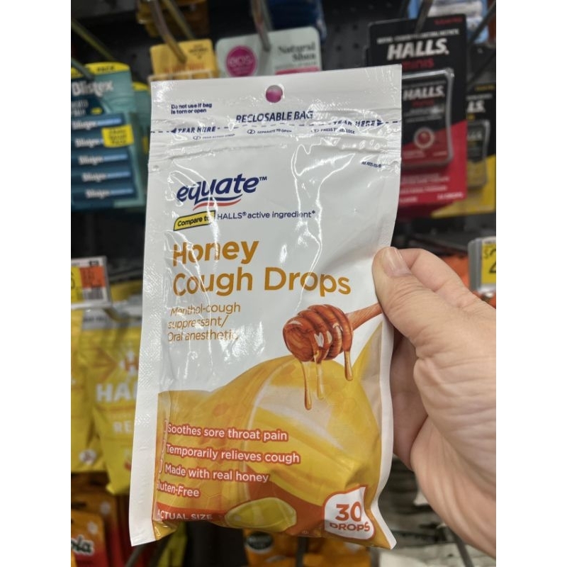 Kẹo ngậm Equate. Honey cough Drops. gói 30 viên