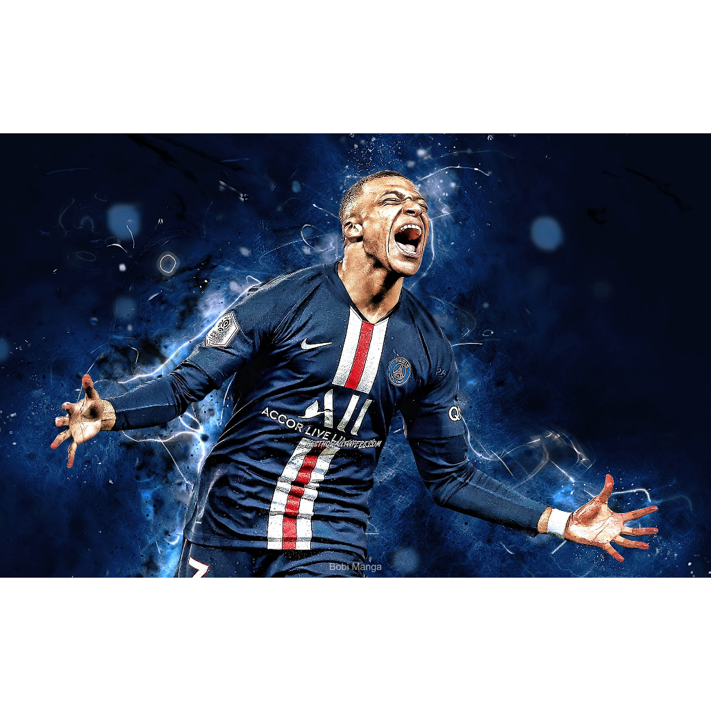 Tranh dán tường trang trí hình cầu thủ bóng đá Kylian Mbappé Ms 651