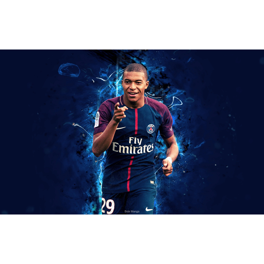 Tranh dán tường trang trí hình cầu thủ bóng đá Kylian Mbappé Ms 651
