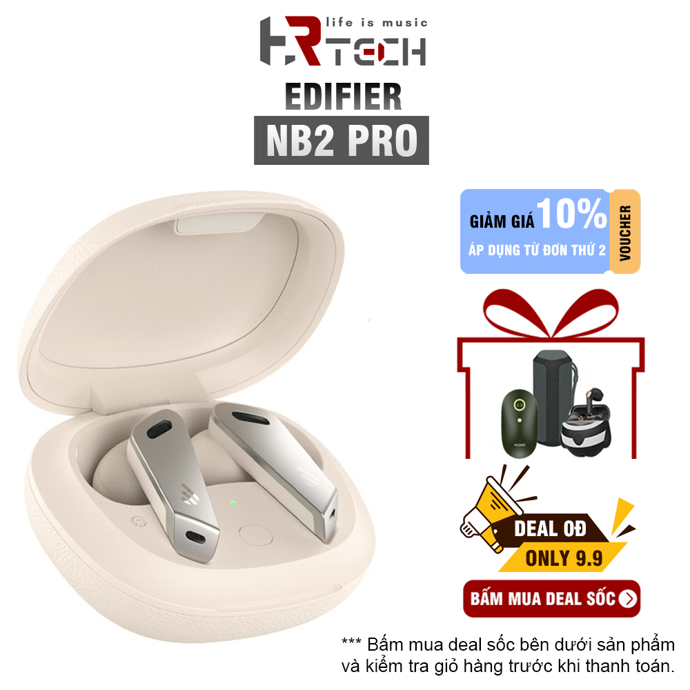 Tai Nghe Không Dây True Wireless Edifier TWS NB2 Pro Chống Ồn Chủ Động ANC Chống nước IP54 Tích Hợp Sạc Nhanh