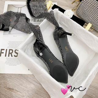 boots lưới đá bốt đùi cao gót nhọn cao cấp Fullbox