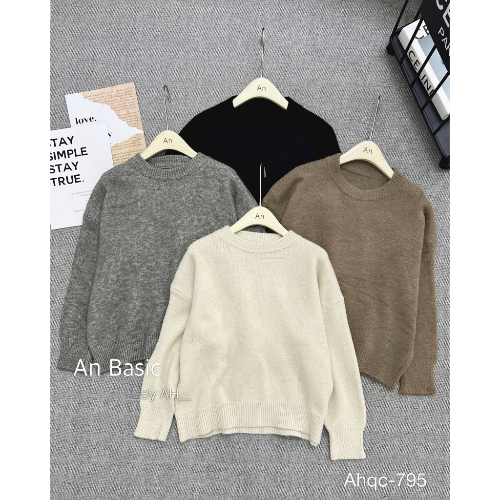 Áo len trơn suông rộng basic