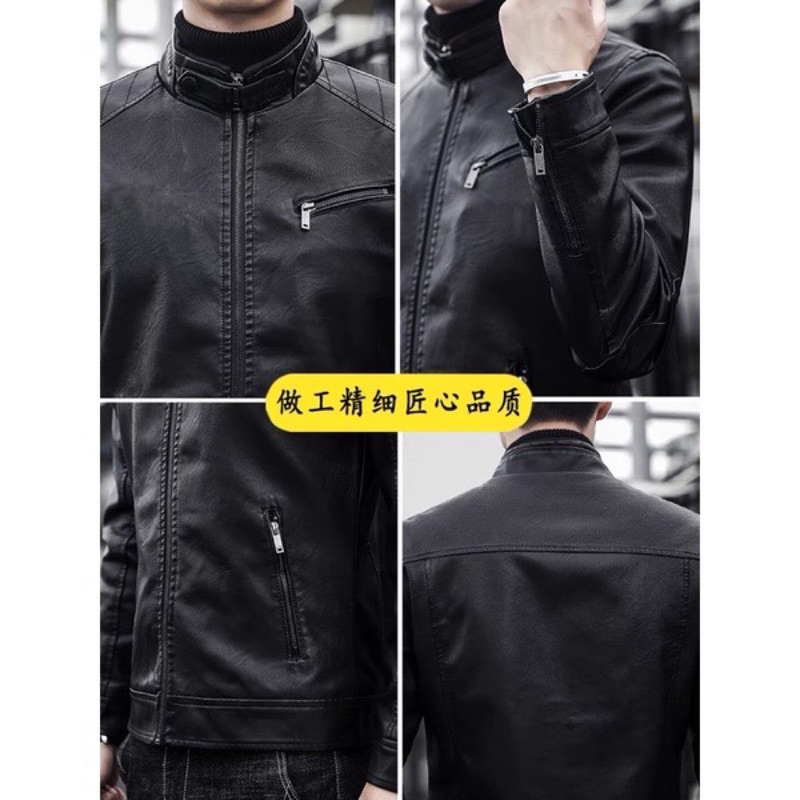 Áo Khoác Da Nam Bomber lót Lông Siêu Ấm Mẫu Mới Nhất 2021