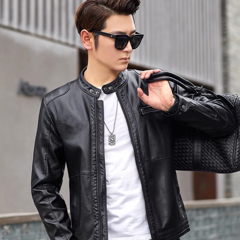 Áo Khoác Da Nam Bomber lót Lông Siêu Ấm Mẫu Mới Nhất 2021