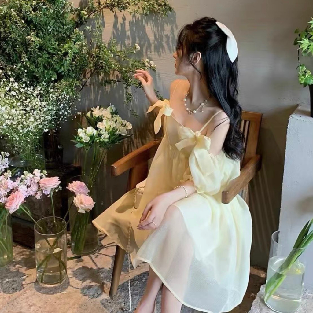 Đầm 2 dây nữ dáng babydoll dễ thương đi chơi, đi biển may 2 lớp cẩn thận