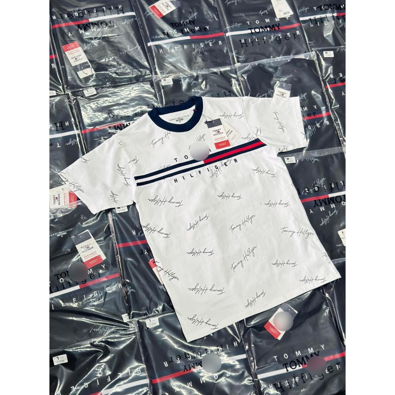 Áo Phông Nam Nữ Phối Màu Siêu Đẹp - Tee Tomy Chữ Ký Nam Nữ In Nhiệt Cực Hot 2023