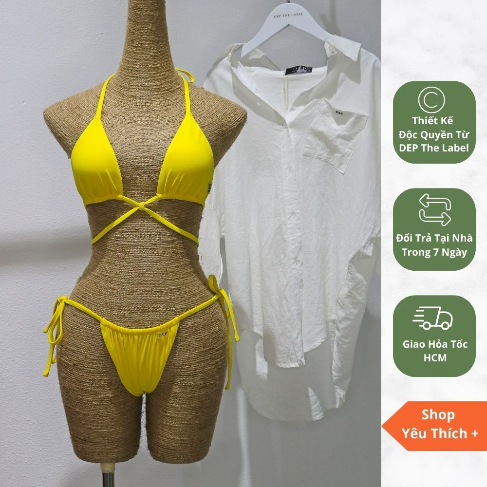 Bikini đi biển hai mảnh Malibu màu vàng Daisy nổi bật, đồ bơi nữ gợi cảm, vải bơi cao cấp, sẵn mút ngực - Đẹp Bikini