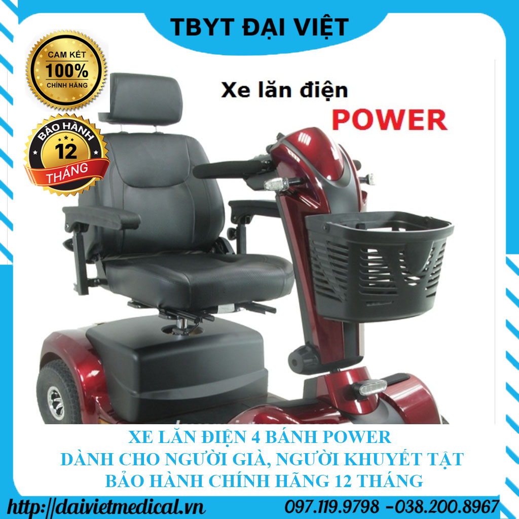 XE LĂN ĐIỆN 4 BÁNH POWER DÀNH CHO NGƯỜI GIÀ, NGƯỜI KHUYẾT TẬT BẢO HÀNH CHÍNH HÃNG 12 THÁNG