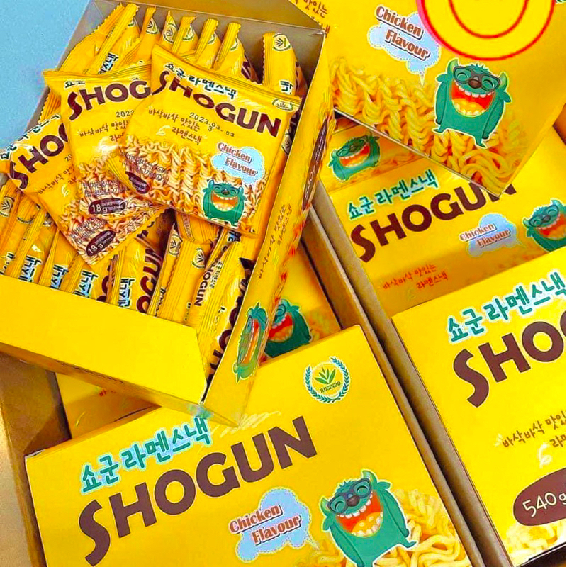 Hộp 30 Gói Mì SHOGUN Hàn Quốc 540G Ăn Liền Rắc Phô Mai - Cay, Mì Tôm Trẻ Em Tuổi Thơ