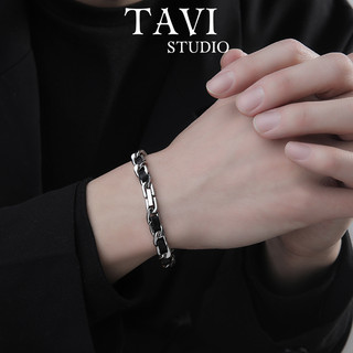 Vòng Tay Nam Leather Chain Lắc Tay Titan Dây Xích Đính Đá Thiết Kế Đơn Giản Thời Trang Cho Nam Và Nữ Tavi Studio