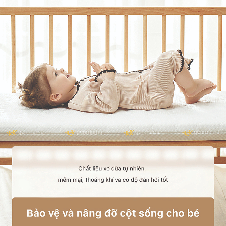 Nệm Ngủ Cho Bé, Nệm Xơ Dừa Tự Nhiên Kháng Khuẩn, Thoáng Mát, An Toàn Cho Da Bé Genmama