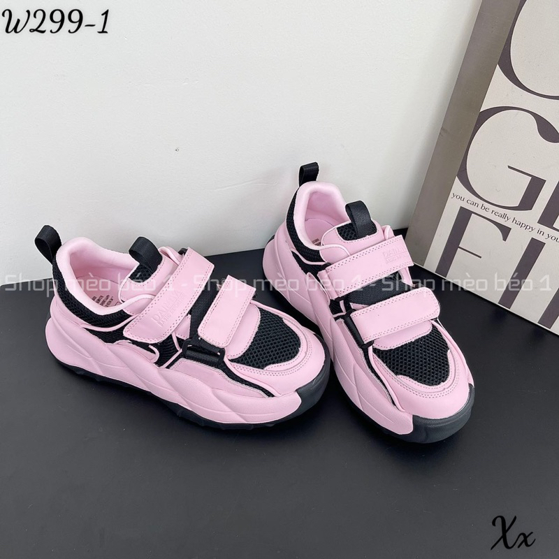 Giày thể thao sneaker hai quai dán ngang đế đen fullbox hàng quảng châu cao cấp