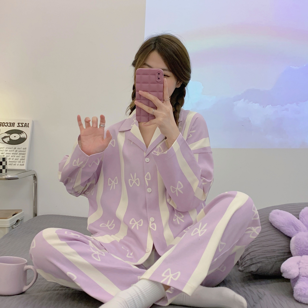 HÀNG SẴN_CÓ BIGSIZE đến 75kg_Bộ Ngủ Pyjama Cotton Bông Thu Đông Basic Cinna MOEN79