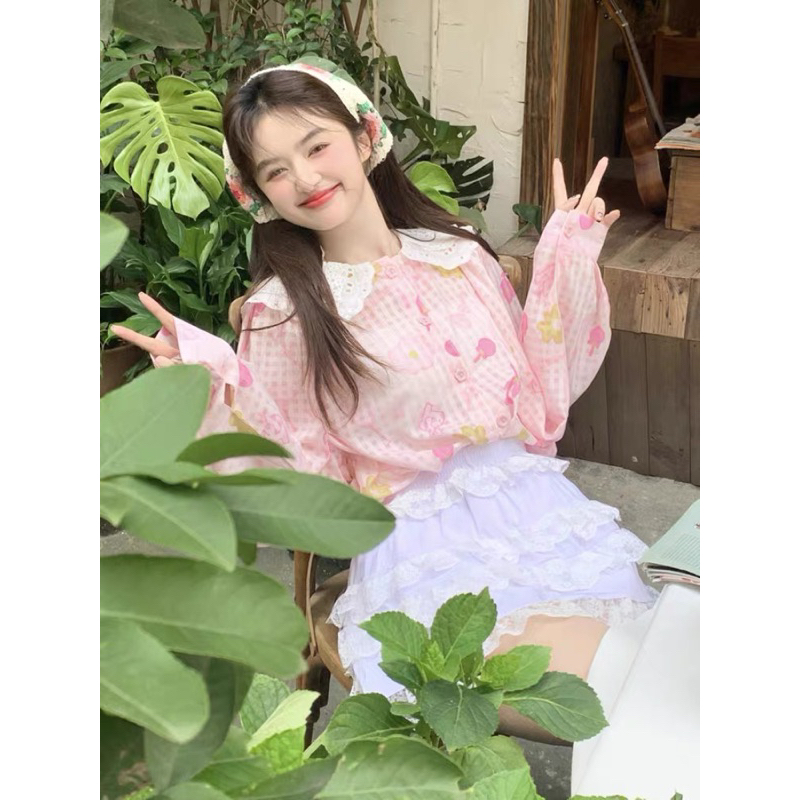 Áo Babydoll Hồng Phối Ren