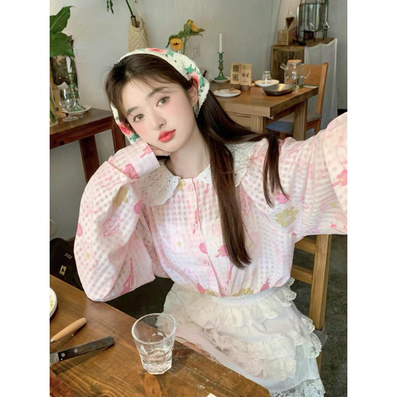 Áo Babydoll Hồng Phối Ren