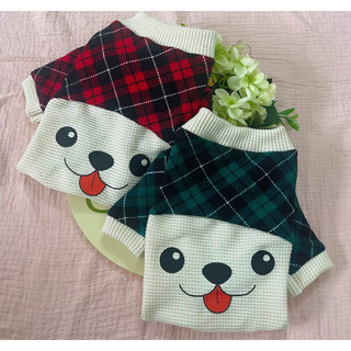 Jumpsuit áo liền quần cho chó mèo hoạ tiết caro đáng yêu