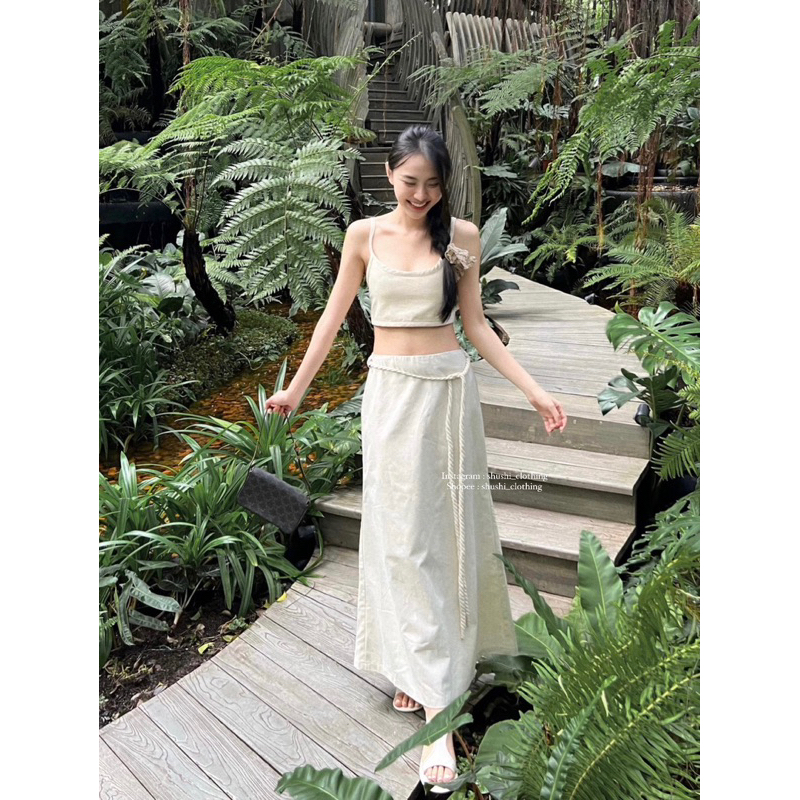 𝐀𝐛𝐫𝐚 - Áo Và Chân Váy Linen