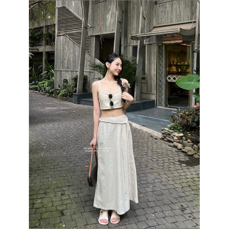 𝐀𝐛𝐫𝐚 - Áo Và Chân Váy Linen