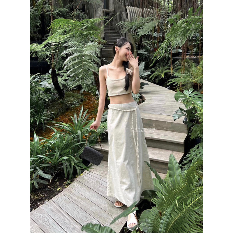 𝐀𝐛𝐫𝐚 - Áo Và Chân Váy Linen