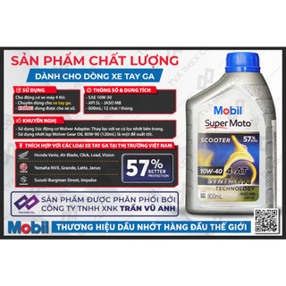 Nhớt cao cấp Mobil Super Moto Scooter 10w40 800ml Dùng Cho Xe Tay Ga - Nhớ Mobil nhập khẩu Singapore