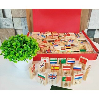 Domino Cờ Các Nước Bằng Gỗ