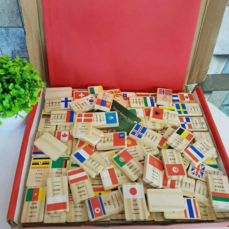 Domino Cờ Các Nước Bằng Gỗ