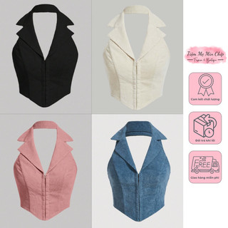 Áo sát nách nhung tăm cổ vest đuôi tôm - 4 màu