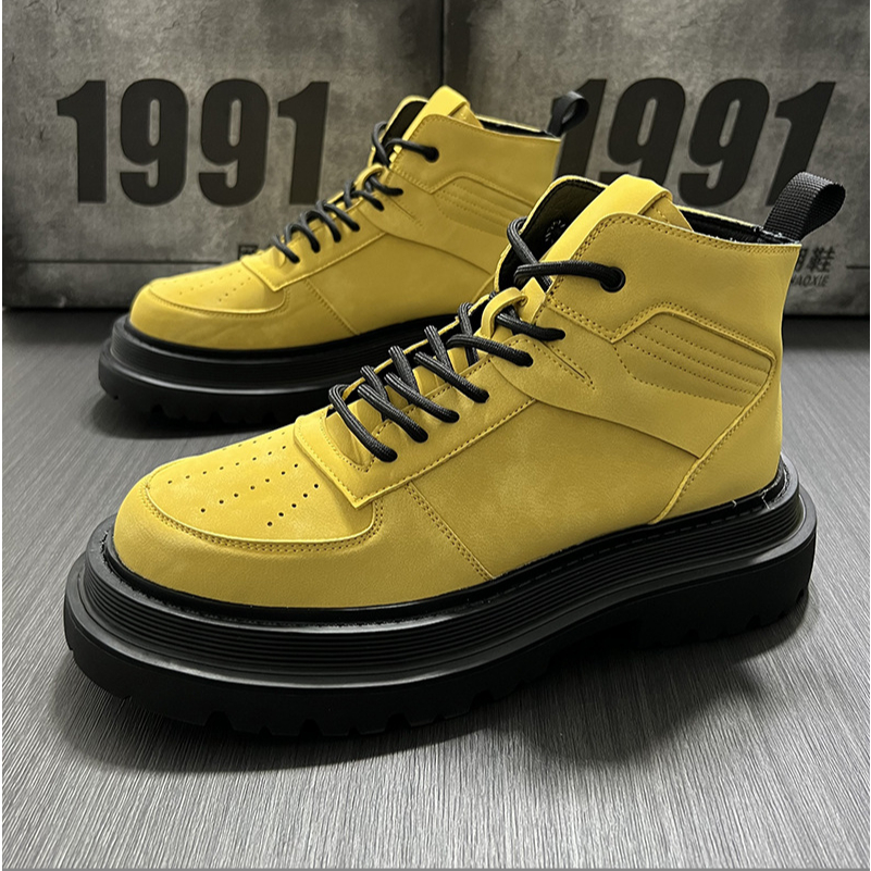 Giày bốt nam The Jinx cổ cao khóa zip tăng chiều cao 7 cm phiên bản Martin boots zip 2024