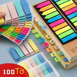 100 tờ giấy note ghi chú đánh dấu trang, giấy phân trang nhựa PVC dạng dài nhiều màu sắc