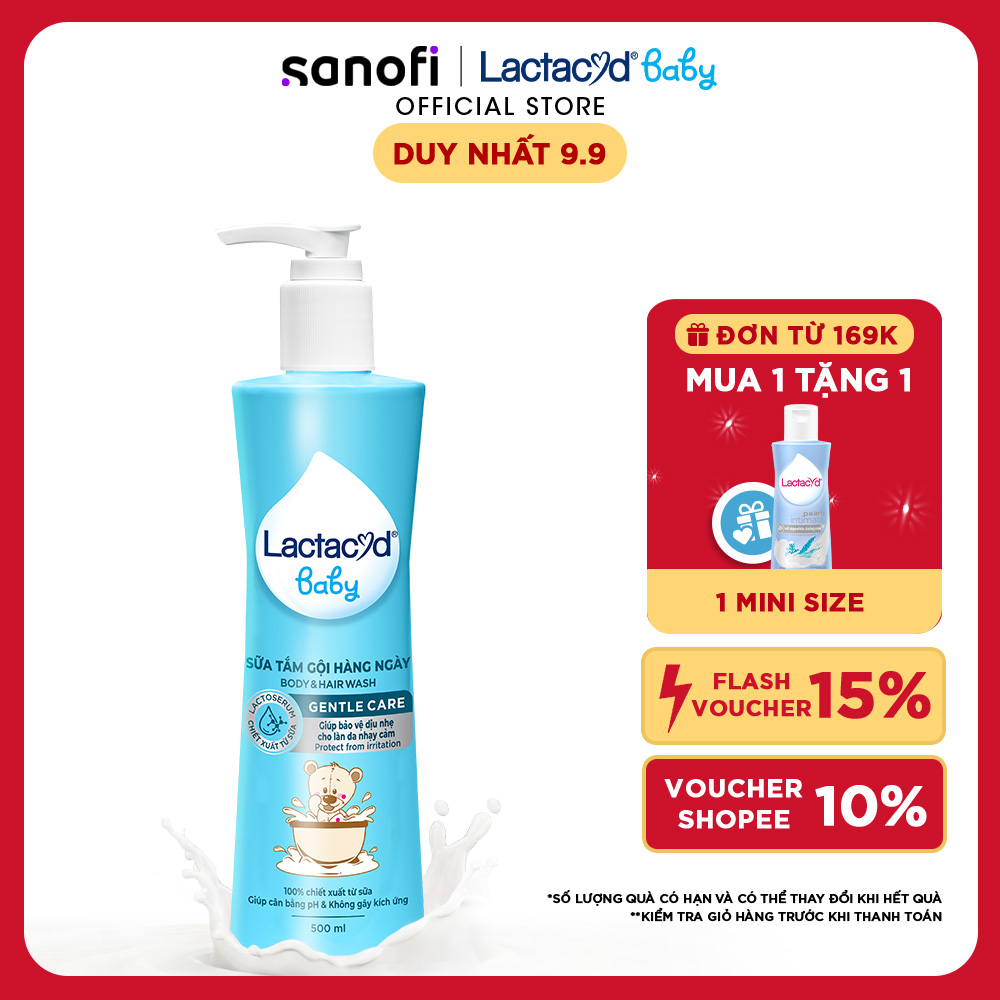 Sữa Tắm Gội Trẻ Em Lactacyd Baby Gentle Care Bảo Vệ Dịu Nhẹ Cho Làn Da Nhạy Cảm 500ml
