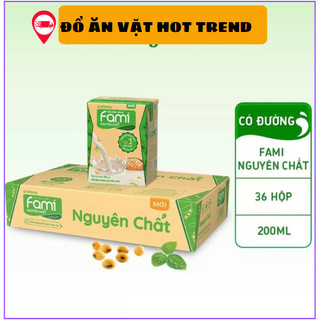 Thùng sữa đậu nành Fami Nguyên chất- Can xi (36 hộp x 200ml) ( Date Mới Nhất )