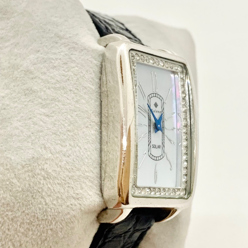 Đồng hồ năng lượng nữ dáng tank hiệu Kalene mặt đính đá pha lê - Chính hãng