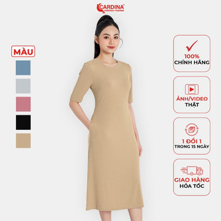 Đầm Nữ 𝐂𝐀𝐑𝐃𝐈𝐍𝐀 Chất Tăm Lạnh Cổ Tròn Tay Lỡ Dáng Ôm Vừa Trẻ Trung 3VAD02