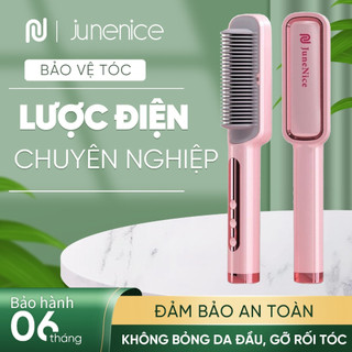 Lược điện thẳng tóc June Nice màu Hồng, màn hình hiển thị nhiệt độ đèn LED điều chỉnh nhiệt độ thoả thích, đầu dây điện