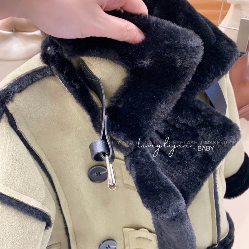 Áo Khoác Lót Lông Cừu Dày Cổ Đứng thời trang mùa đông Cho Bé Trai Bé Gái