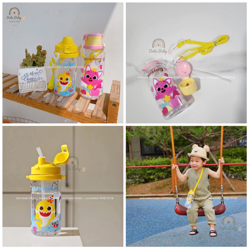 Bình Nước PINKFONG/BABY SHARK 350ML Siêu Xinh Cho Bé Đi Học