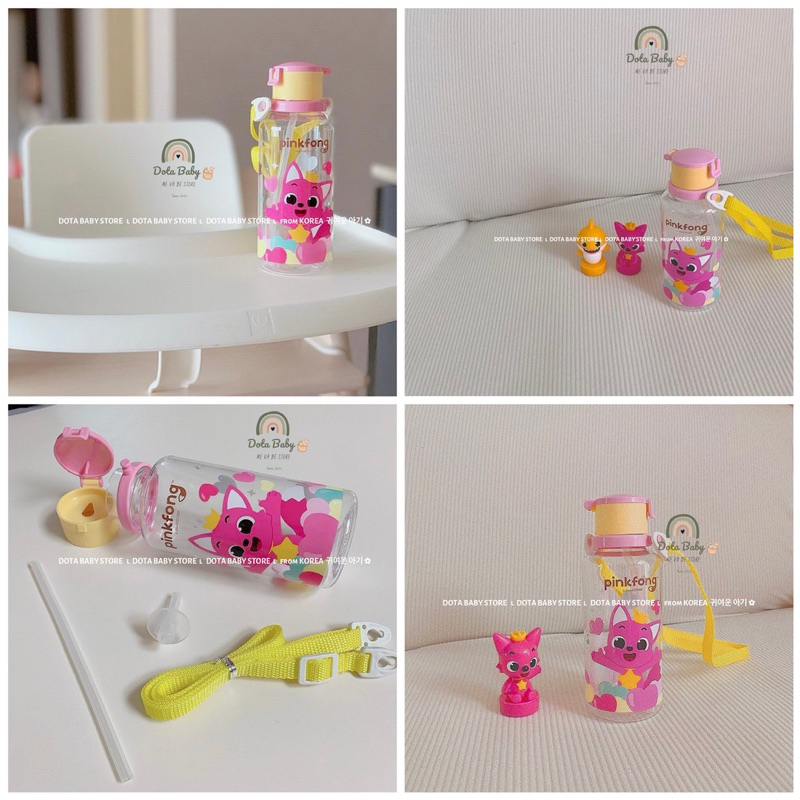 Bình Nước PINKFONG/BABY SHARK 350ML Siêu Xinh Cho Bé Đi Học