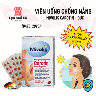 Viên uống chống nắng Mivolis Carotin của Đức 60 viên, an toàn, chống nắng hiệu quả lâu dài.