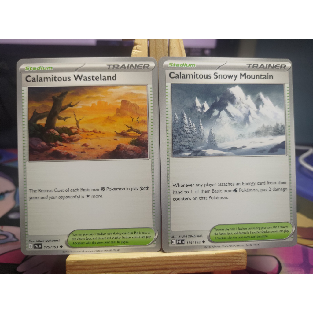 Combo 2 Thẻ Pokemon Trainer Stadium Calamitous Wasteland và Snowy Mountain - PALEN