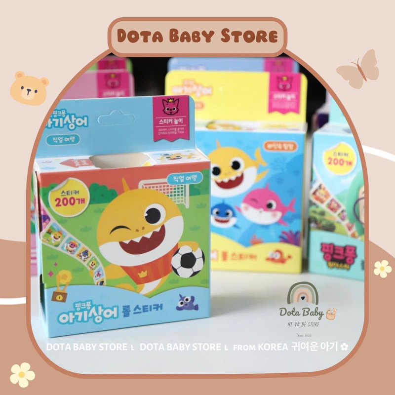 Bộ 200 Sticker BABYSHARK Nội Địa Hàn Cho Bé